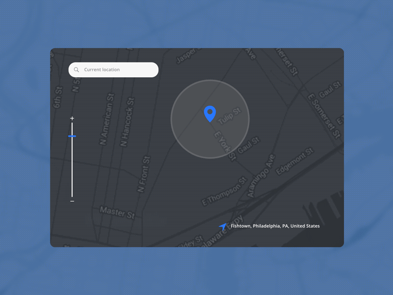Location tracker // 020 after effects challenge chart dailyui day 020 fishtown gif location tracker phldesign photoshop ui ux