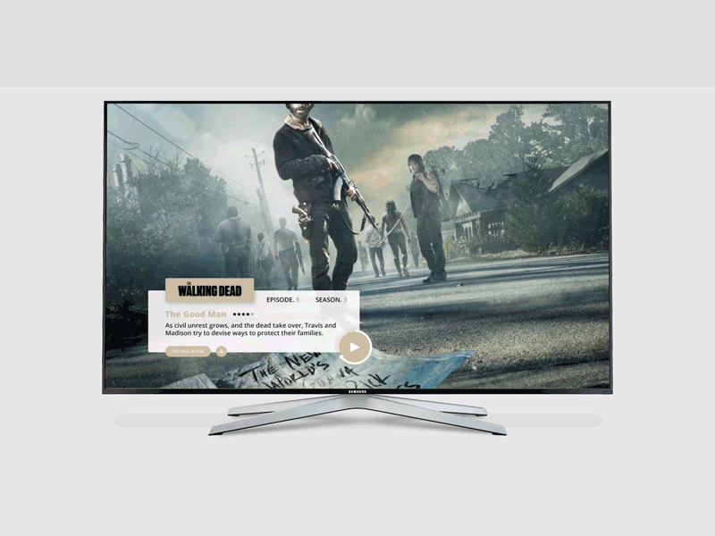 TV app // 025 concept daily dailyui day 25 minimal tv tv app tv screen ui walking dead