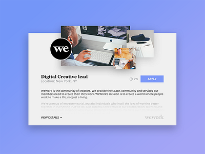 Job Listing // 050 application career daily dailyui day 050 design job indesign information job listing minimal photoshop wework