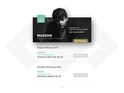 Event listing // 070 concert daily dailyui day 070 event listing information madeon minimal photoshop tickets ui ux