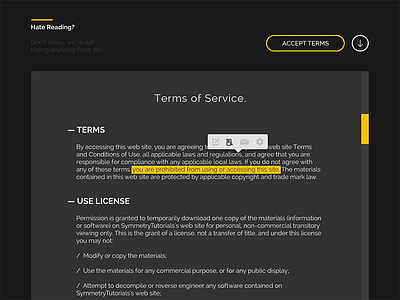 Terms of Service // 089 contract daily dailyui day 089 experince highlight minimal photoshop selection terms of service ui ux