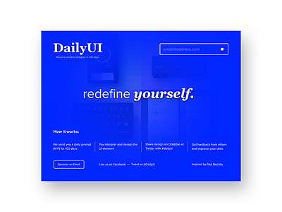 Redesign Daily UI Landing Page // 100 challenge dailyui day 100 landing page photoshop quote redesign redesign daily ui landing page webpage website