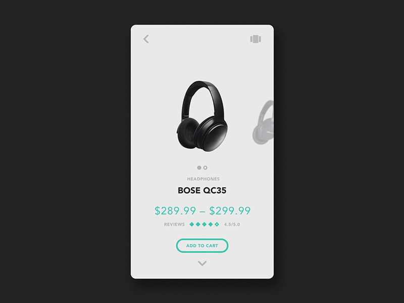 BOSE Product carousel scroll after effects animated carousel cursor gif headphones mobile scroll mobile shopping product page product scroll ui ux