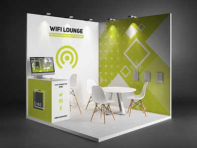 IEC Display Concept booth conference display lounge mockup wifi