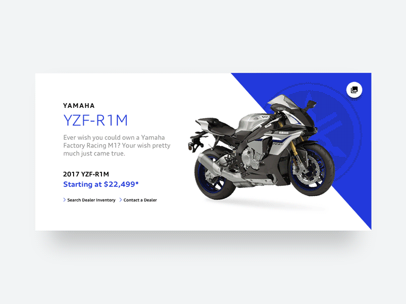 Yamaha® YZF-R1M [02] after effects animated hero daily project design kitkat motion graphics parallax product card sketchapp thirtyui ui web