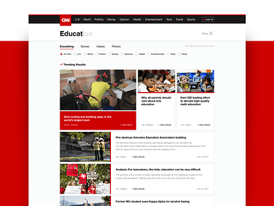 CNN Search Results [03] cnn daily project design news news page search search bar search results sketchapp thirtyui ui web