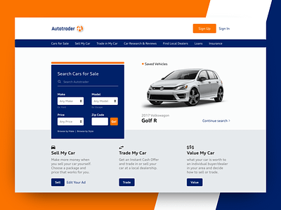 Autotrader – Header/Search/SignUp [04] autotrader car website daily project design search search results signup sketchapp thirtyui ui used car web