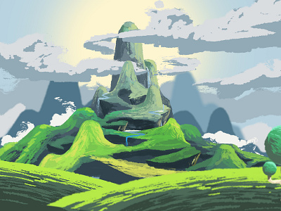 Mossy Mountain Concept Art art cartoon concept concept art conceptart design digital drawing draft illustration illustration for children landscape landscape illustration painting photoshop art sketch