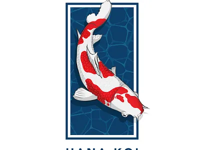 Hana Koi Logo badges branding design fish illustration koi fish logo logodesign patch typography vector