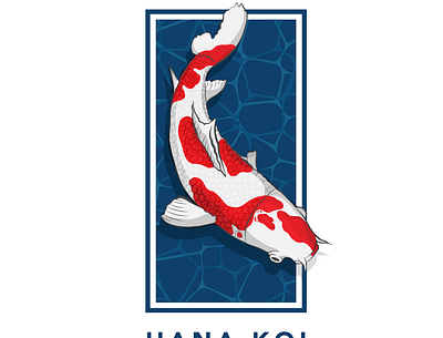 Hana Koi Logo badges branding design fish illustration koi fish logo logodesign patch typography vector