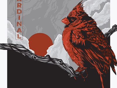 Cardinal animal animal art bird branding cardinal design illustration logo movie poster poster art poster design posters red vector