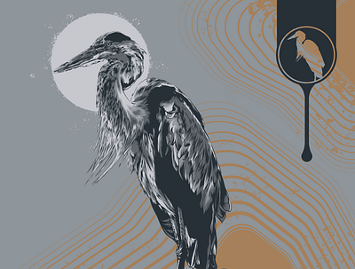 The Heron animal animal art bird bird illustration branding design grey heron illustration poster art poster design posters skull skull art vector