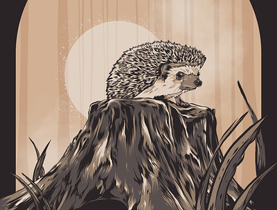 Hedge Hog animal art black brown design hedgehog illustration poster art poster design tan vector