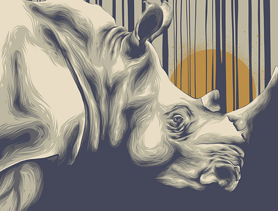 RHINO animal animal art design gold golden grey illustration movie poster poster art poster design posters rhino rhinoceros sun vector yellow