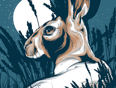 Moonlight Hare animal animal art animal illustration badge bunny bunny logo design hare illustration packaging poster art poster design posters rabbit rabbit illustration rabbit logo vector
