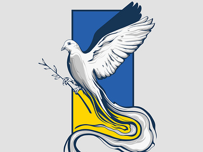 Stand With Ukraine antiwar poster artist bird blue dove illustration love nowar olivebranch peace peace poster poster art poster design putin russia standwithukraine ukraine vector war poster yellow