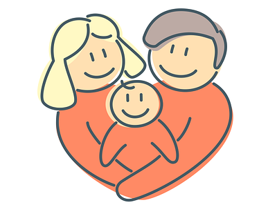 Heart shaped family 2d art adorable character character design family flat heart icons illustration inkscape line lineart logo love lovely outline simple simplicity vector