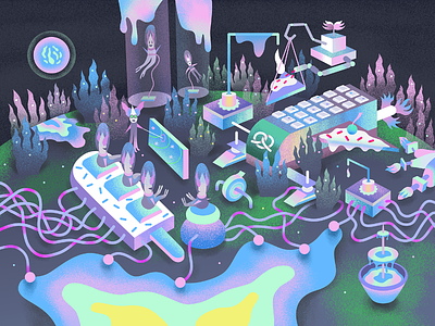 Planet Sugria alien colourful creature digital illustration pastelcolours planet puzzle sugar