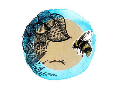 Bumblebee illustration art bee bumblebee collage detailed art drawing illustration illustrator ink illustration line art watercolor illustration