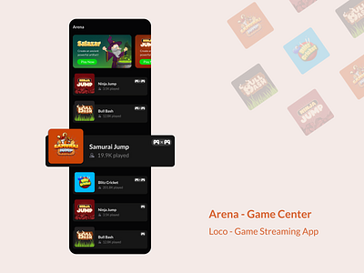 Arena - Loco Game Center arcade arcade game arena card card design cards ui design game game center gaming gaming app ui