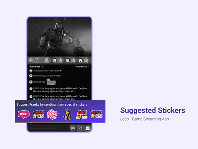 Suggested Stickers on Live Chat app banner banner design banner timer banners card card design design gaming gaming live stream live chat live stream sticker sticker banner timer ui ui design