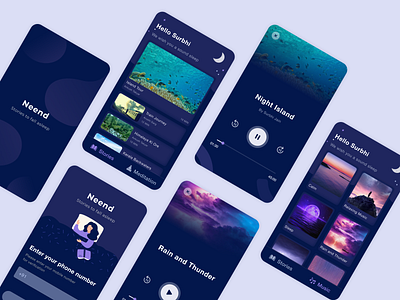 Neend - Sleep Stories App app bedtime stories branding card design graphic design meditation meditation app music music player music player ui design player design sleep story sleep story app story ui ui design