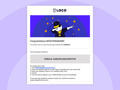 Loco Giveaway Winner Emailer branding design email emailer emailer design graphic design illustration ui ui design