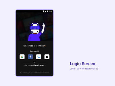 Loco Login Screen app branding game app illustration live streaming app login login ui onboarding ui ui design ux