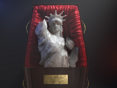 Democracy Death 3d 3d artist 3dartist arnoldrender c4d cinema4d coffin concept creative digitalart marble statue of liberty statueofliberty trump