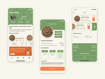 Pet Food Delivery App delivery app mobile app nutrition pet food uiux