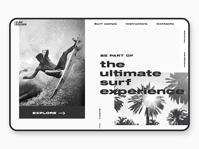 Surf Camp Website design landing page layout simple surf typography ui