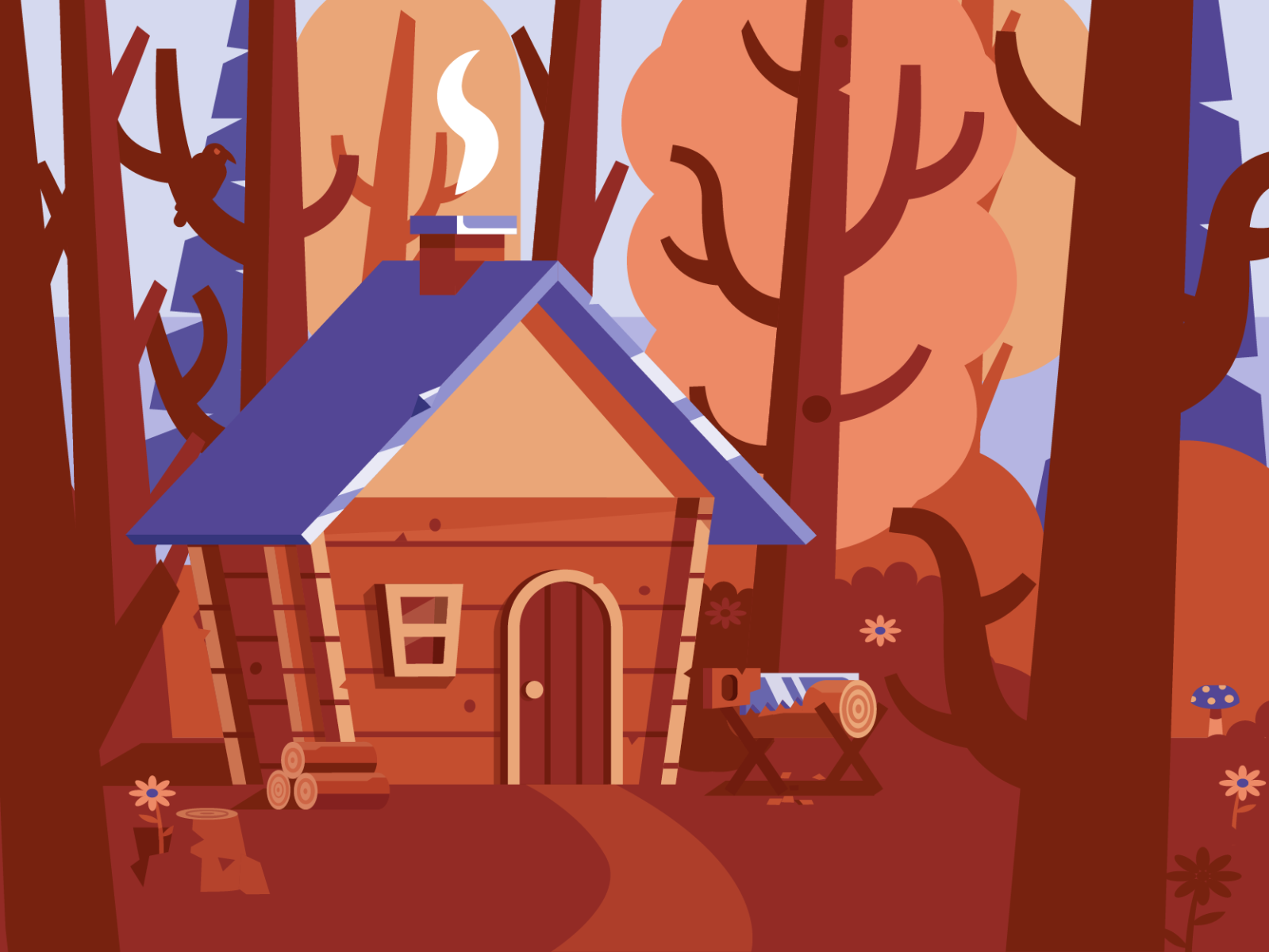 Forest cabin by Dedoxyribose on Dribbble