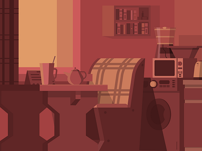 Sunrise kitchen illustration kitchen morning room sunrise tea