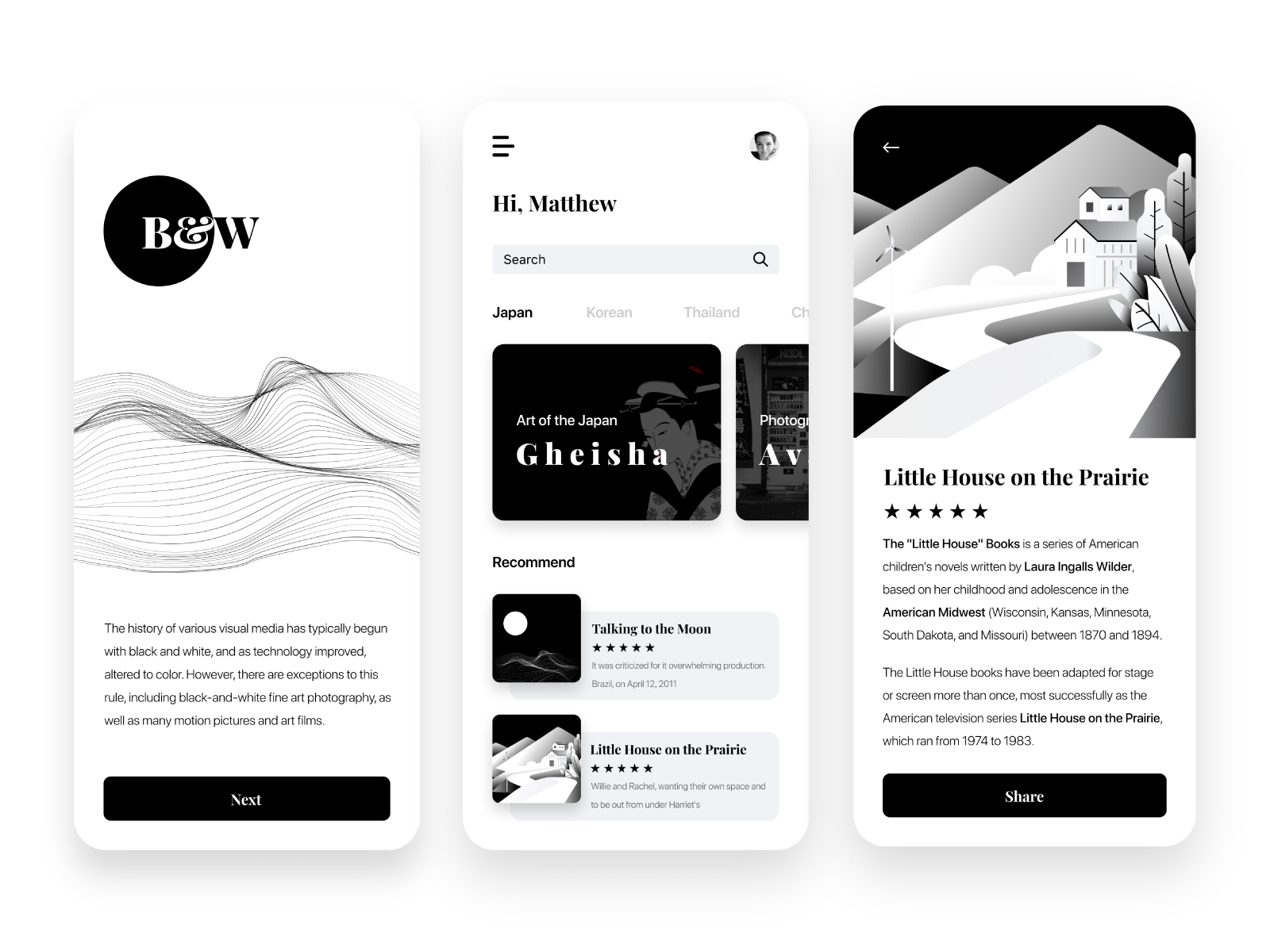 Black and White App by Matthew Nguyen on Dribbble