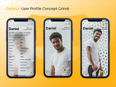 DailyUI User Profile for Grindr by Diego Moura on Dribbble