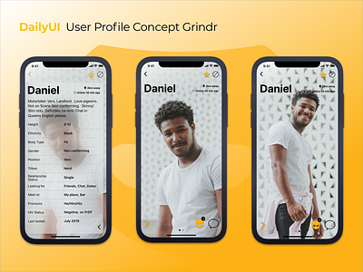 DailyUI | User Profile for Grindr app clean ui concept dailyui interface ui ui ux uidesign userprofile