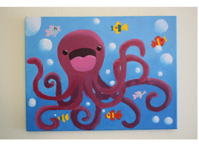 Octopus bubbles happy ocean octopus painting pulpo sea life swimming