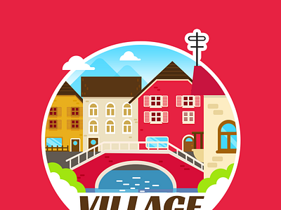 Flat Village View design flat illustration logo minimal ui