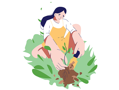 Gardening 2d adobe illustrator character design flat garden illustration minimalist vector woman