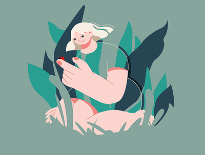 Explore Nature 2d adobe illustrator character design flat green illustration minimalist vector woman