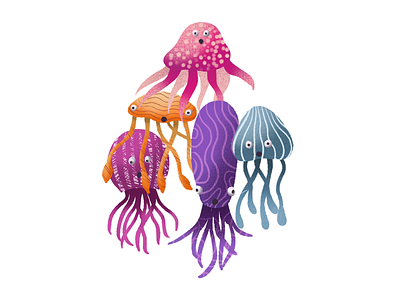 Surprise illustration jellyfish octopus procreate