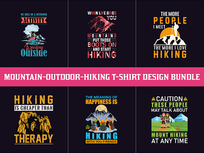 Mountain Hiking T-Shirt Design Bundle