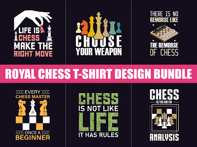 Royal Chess T-Shirt Design Bundle badge career ladder challenge chess board chess game chess pawn chess vector defeat label leader metal opportunity philosophy pretty print silhouette success t shirt design tattoo traditional