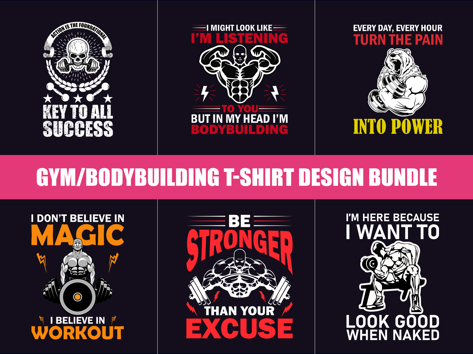 Gym/Body Building T-Shirt Bundle Design by Rahnuma Audry on Dribbble