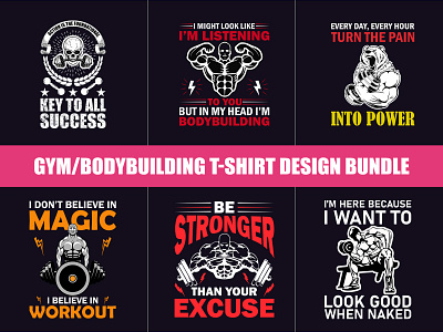 Gym/Body Building T-Shirt Bundle Design