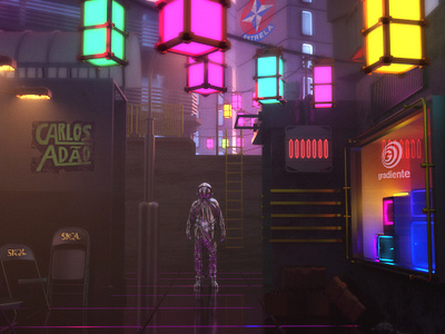 Light Alley 3d cinema4d concept art cyberpunk retrowave vaporwave