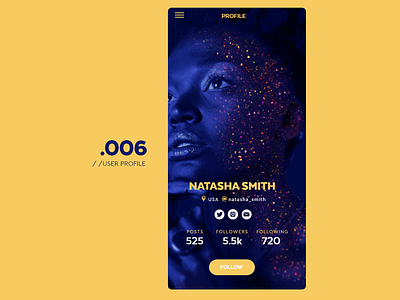 006 User Profile app concept daily 100 challenge dailyui ui user profile