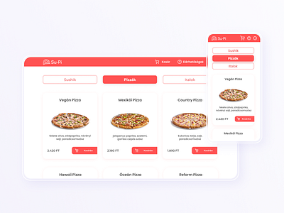 Su-Pi | Webshop for Sushi & Pizza Order category page desktop food ordering minimal mobile pizza responsive design restaurant simple clean interface sushi ui ui design web design webshop