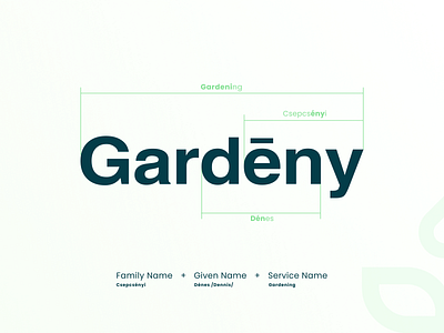 Gardēny | Identity design for a gardening service brand brand name derivation design flat gardening identity identity design logo logotype service simple structure