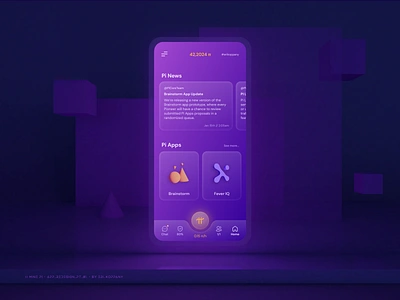 Mine Pi - App Redesign pt. 1 3d app blockchain clean cryptocurrency design flat futuristic ui glassmorphism illustration interface minepi mining mobile purple redesign redesign concept ui ux web